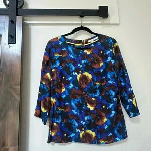 Boden Multicolor Floral Pattern Print Silk Blend Top Blouse Women’s Size…